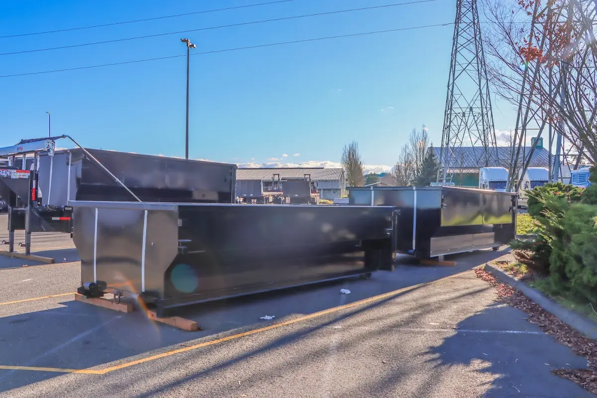 Roll-off dumpster ready for waste disposal at job site for Roll Off Dumpster Rental in Stickney